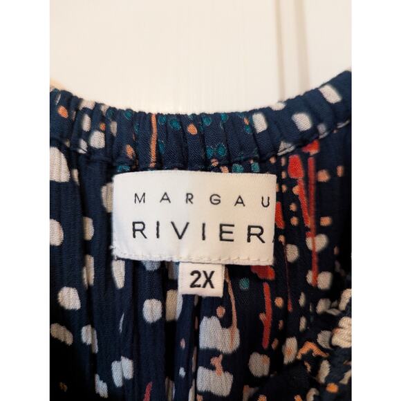 Margaux Riviera Navy & Multicolor Off The Shoulder Maxi Dress- Size 2X NWT - Picture 4 of 8